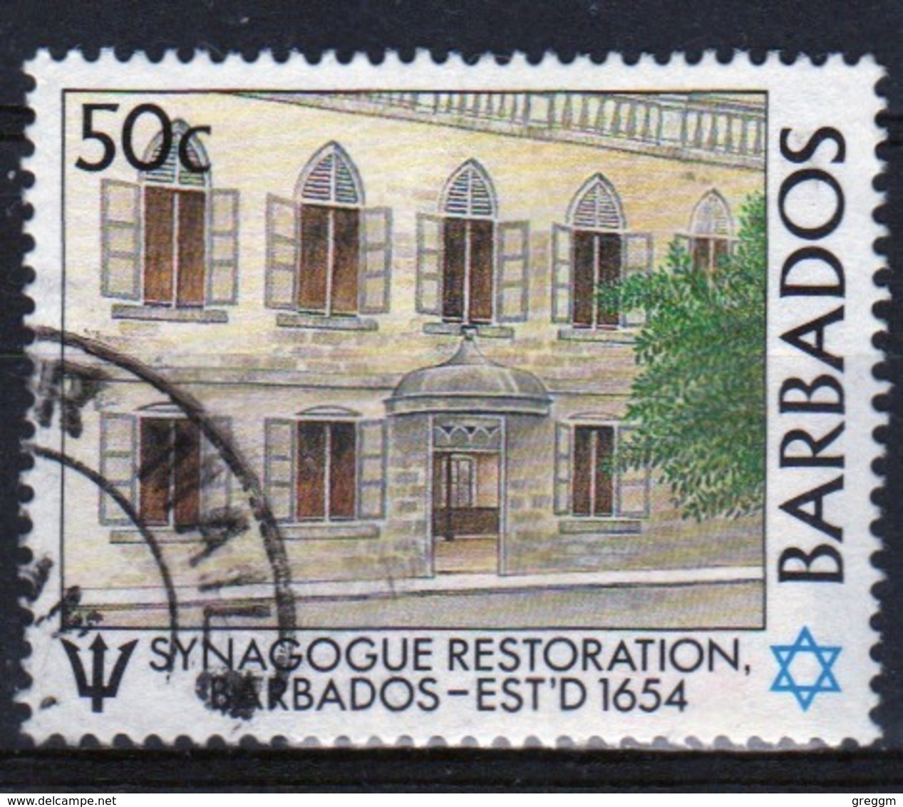 Barbados 1987 Single 50c Stamp Celebrating The Restoration Of Bridgetown Synagogue. - Barbados (1966-...)
