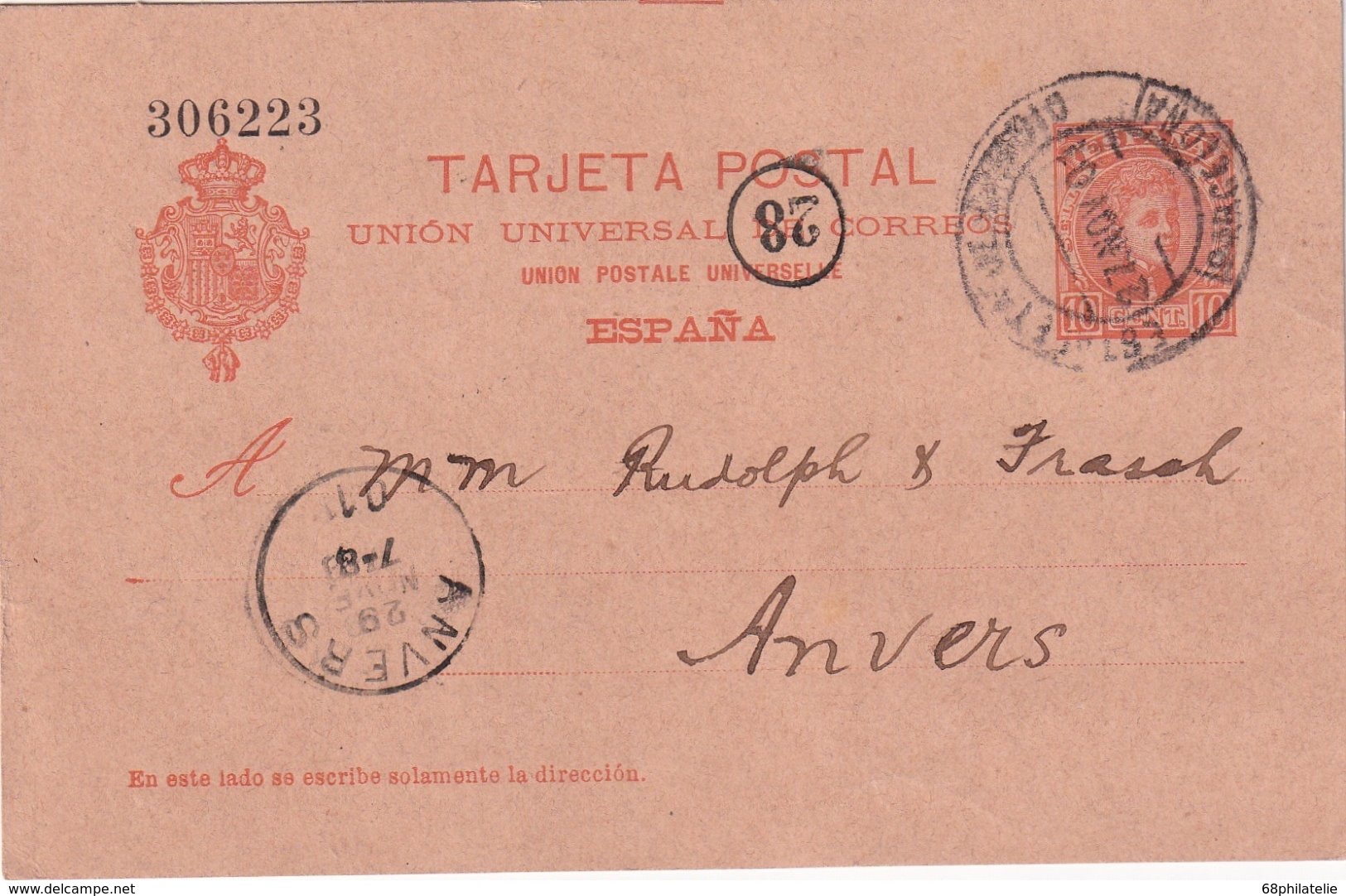 ESPAGNE 1901   ENTIER POSTAL/GANZSACHE/POSTAL STATIONERY CARTE DE BARCELONE - 1850-1931