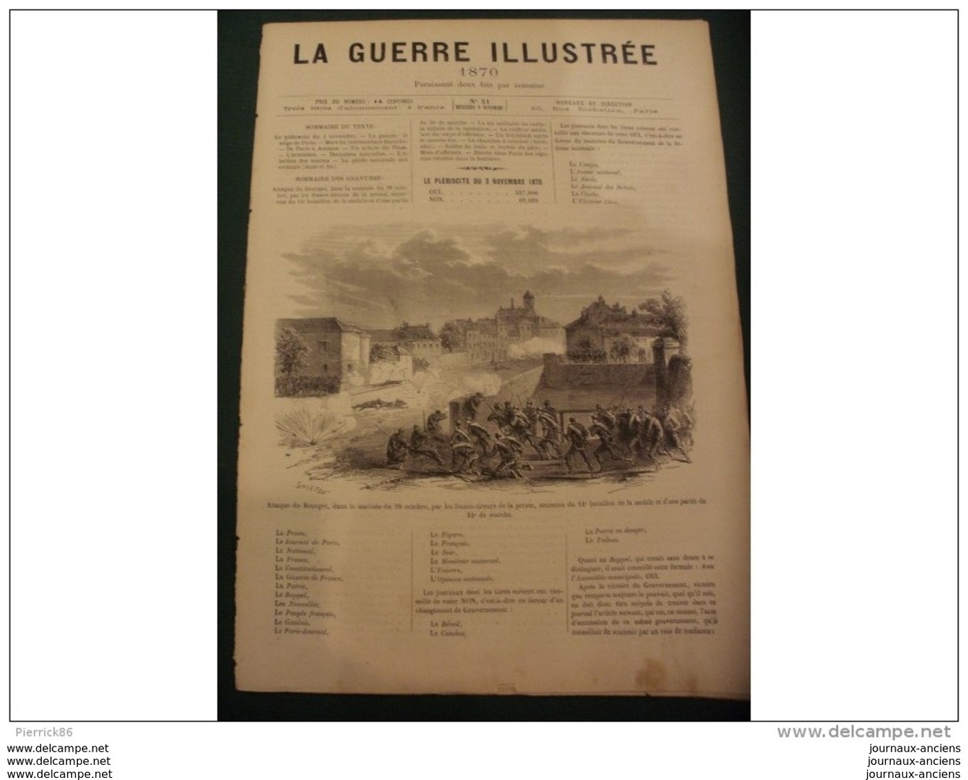 LA GUERRE ILLUSTRE 1870 LE SIEGE DE PARIS - ATTAQUE DU BOURGET - VIE MILITAIRE AU CAMP - 1850 - 1899