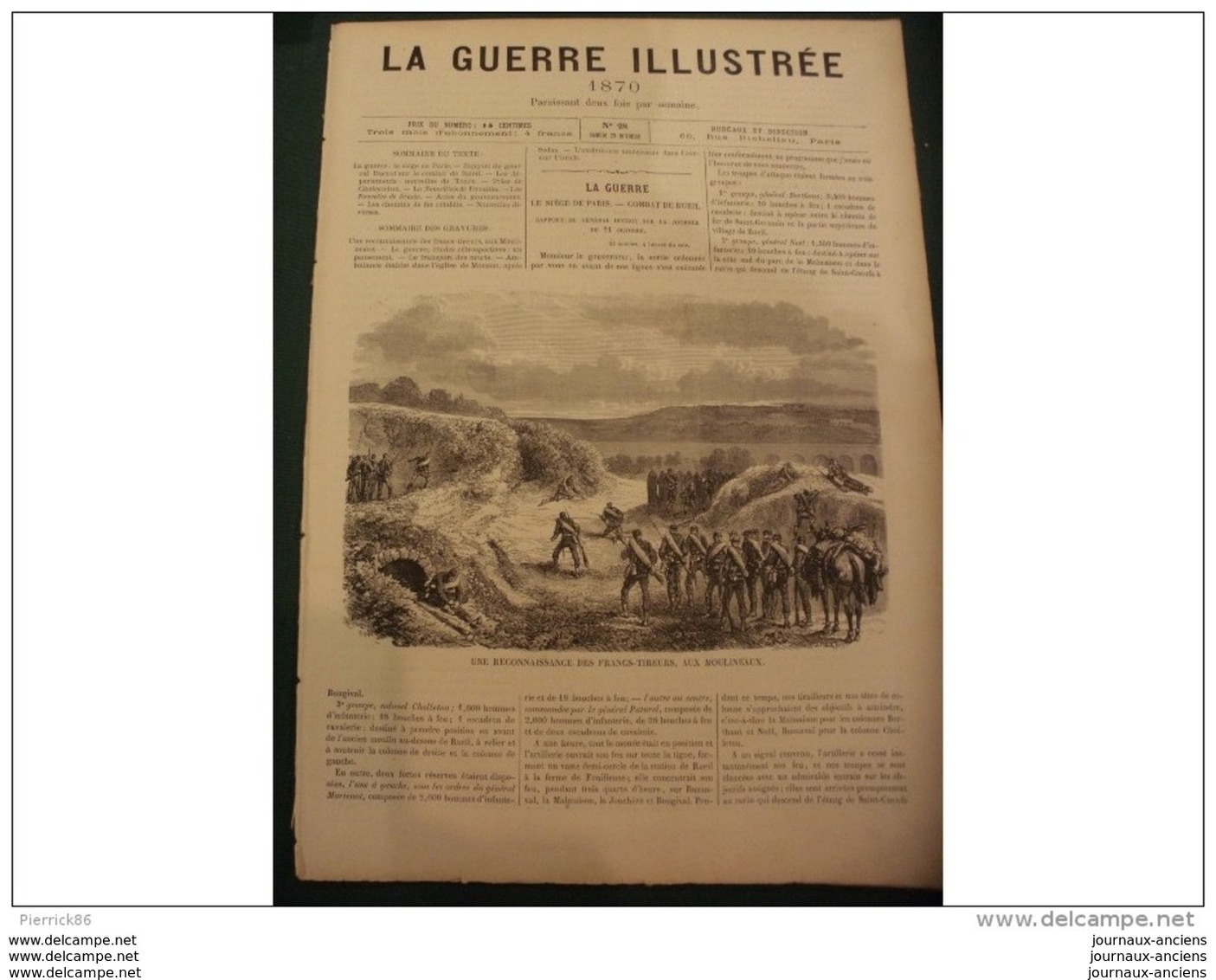 LA GUERRE ILLUSTRE 1870 SIEGE DE PARIS - FRANCS TIREURS AUX MOULINEAUX - EGLISE DE MOUZON - 1850 - 1899