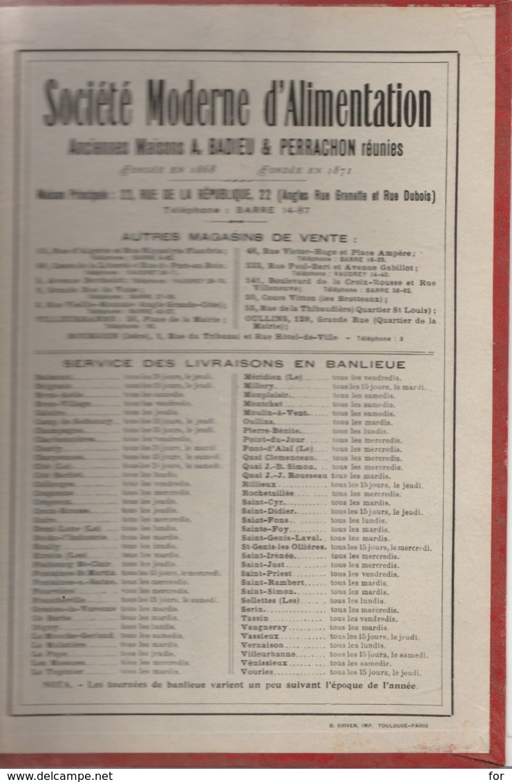 AGENDA-BUVARD : 1925 : société moderne d'alimentation - LYON - A. BADIEU & PERRACHON réunies - produits - félix potin -