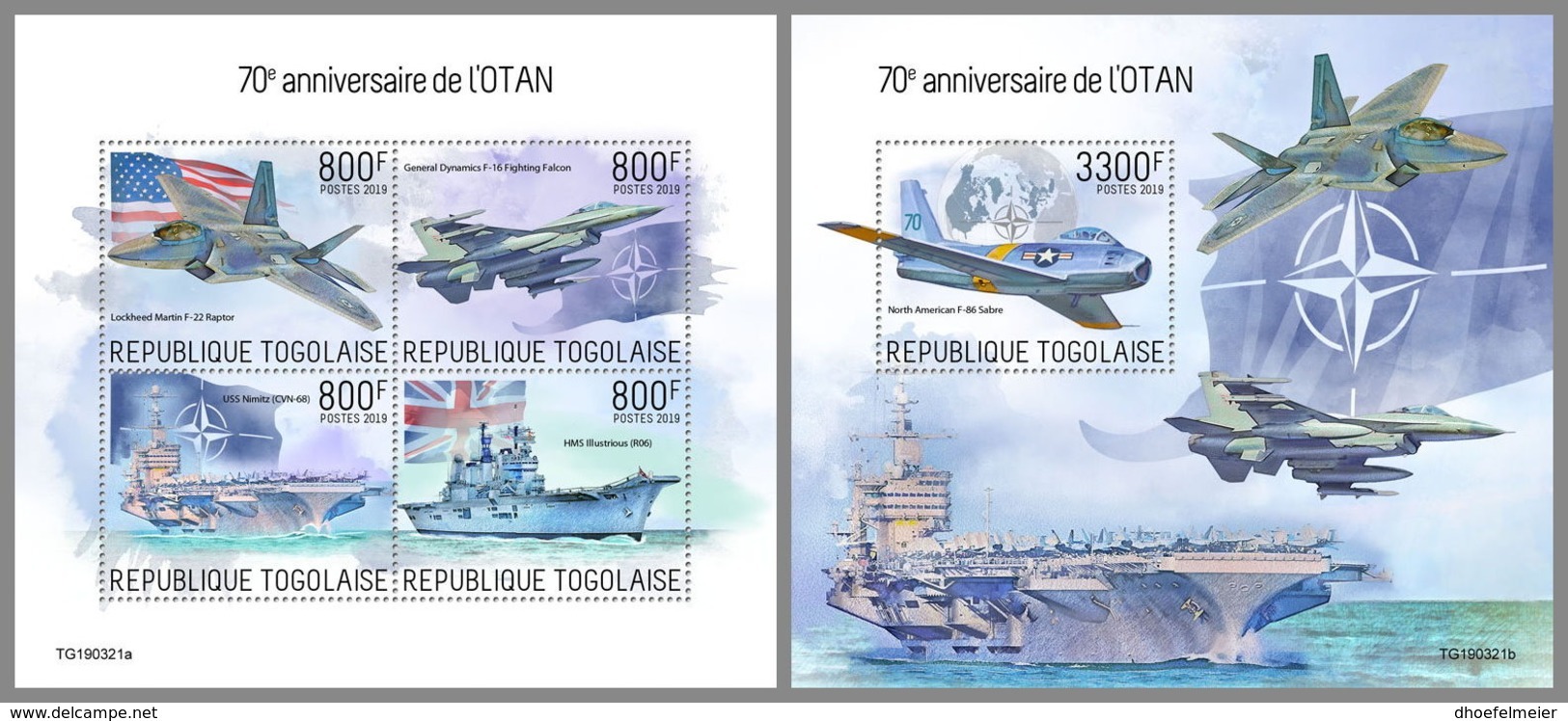 TOGO 2019 MNH 70 Years NATO 70 Ans OTAN M/S+S/S - OFFICIAL ISSUE - DH1935 - NAVO