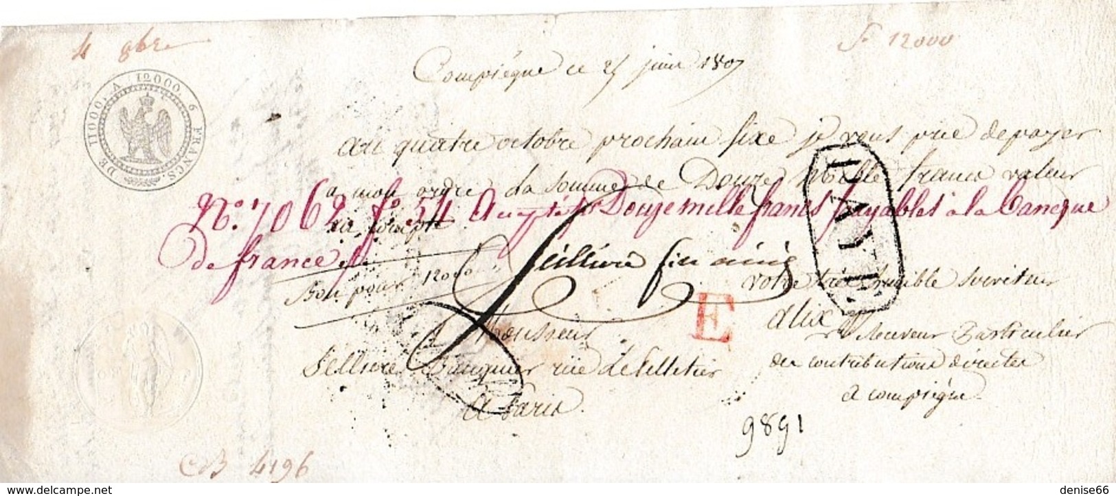 1807 COMPIÈGNE - Billet à Ordre Manuscrit - Endossé - Documents Historiques