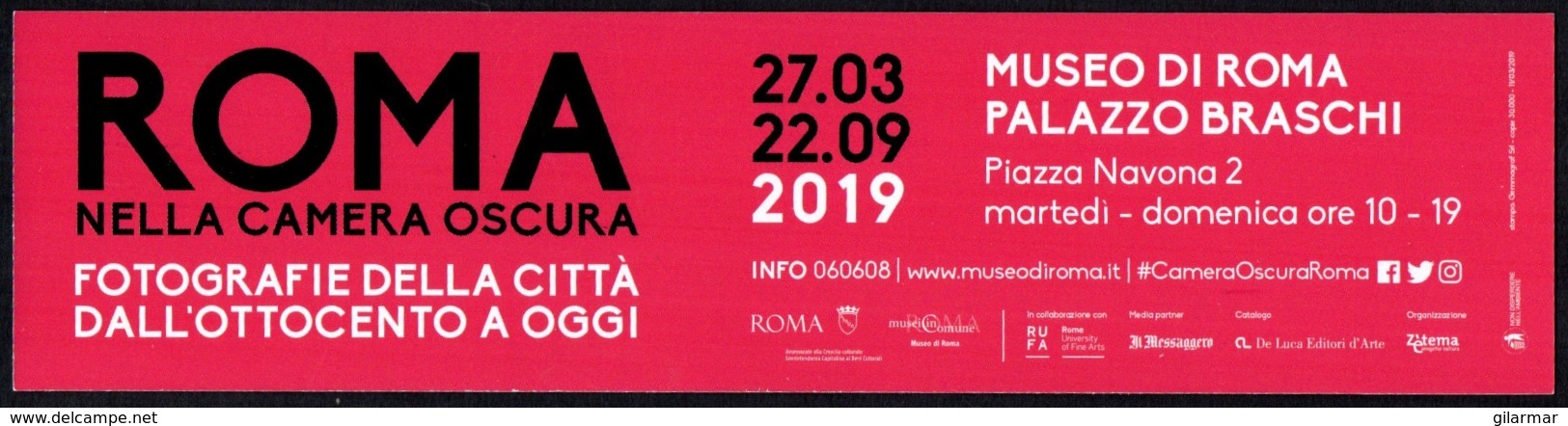 ITALIA 2019 - SEGNALIBRO / BOOKMARK - MUSEO PALAZZO BRASCHI - ROMA NELLA CAMERA OSCURA - FOTOGRAFIE DELLA CITTA' - Segnalibri