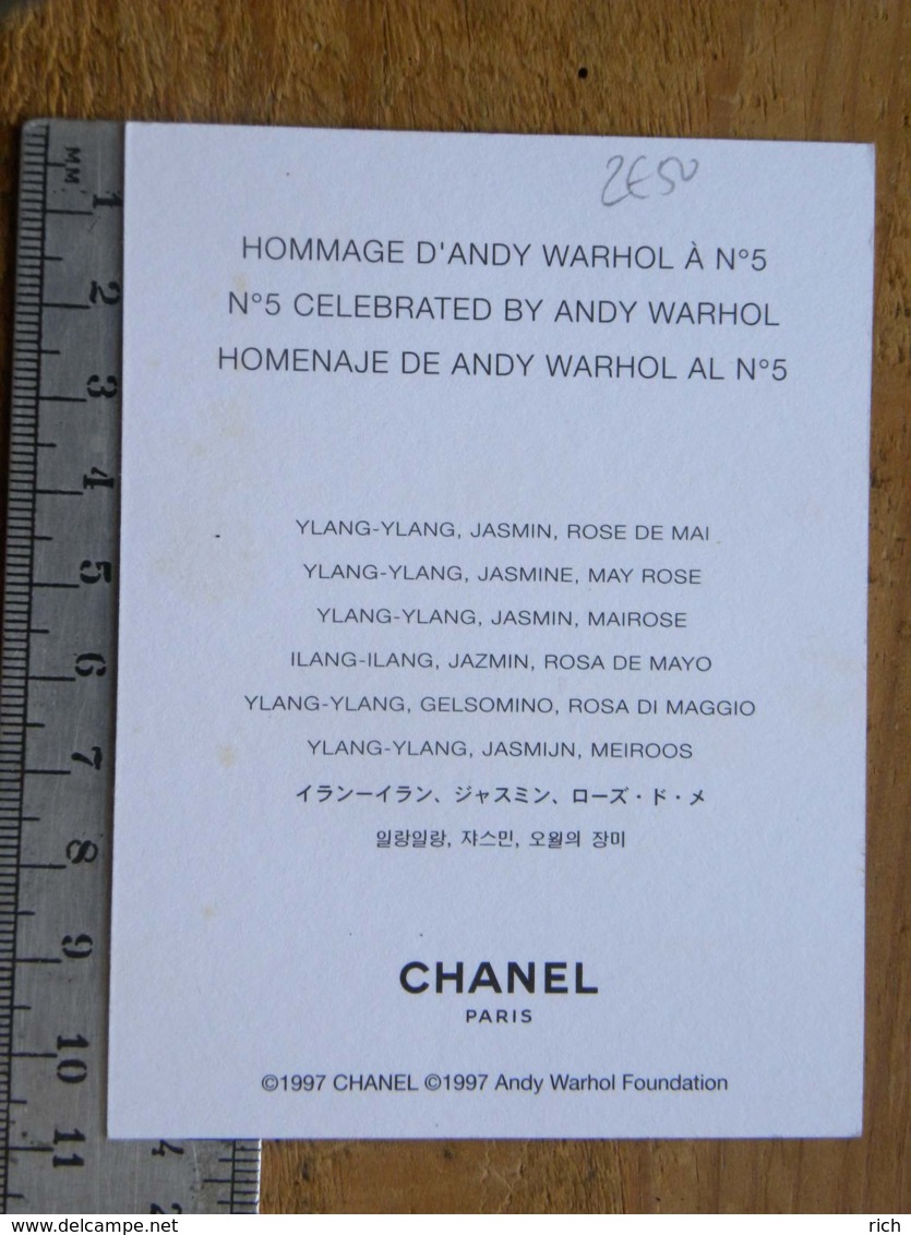 Carte Parfumée - CHANEL -  Hommage D'Andy Warhol à N°5 - Zonder Classificatie