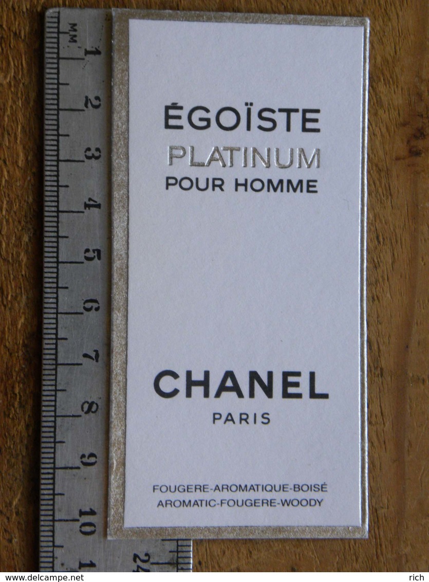 Carte Parfumée - CHANEL -  Egoïste Platinum Pour Homme - Fougère - Aromatique - Boisé - Ohne Zuordnung