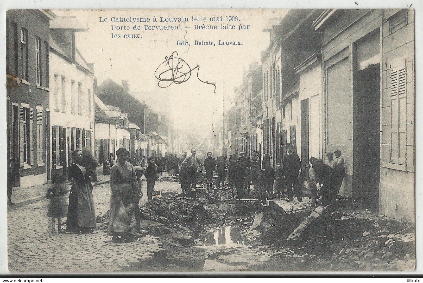 LOUVAIN (Leuven) - Le Cataclysme à Louvain Du 14 Mai 1906 - Porte De Tervueren - Brèche Faite Par Les Eaux 1908 - Leuven