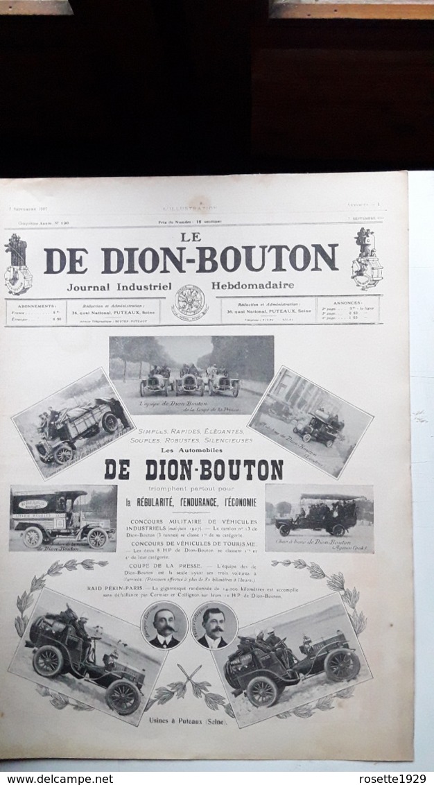 Ancienne Pub Automobile  De Dion Bouton Journal Industriel ,Puteaux Seine ( Grand Format) - Publicités