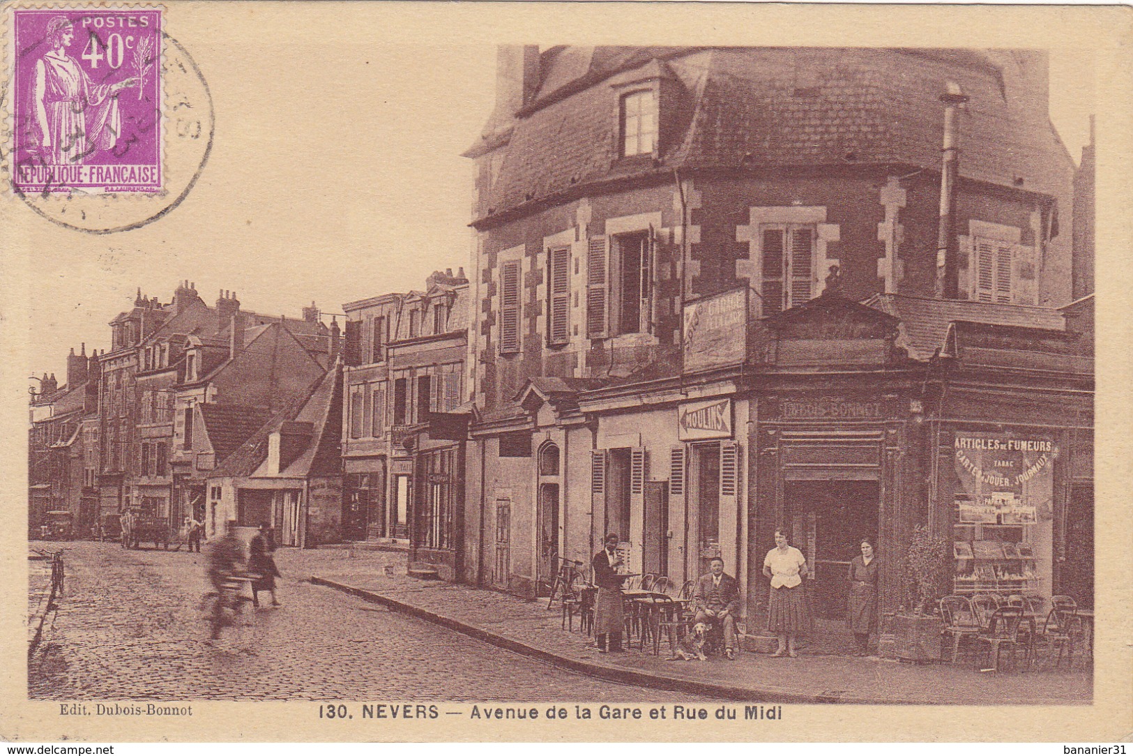 CPA 58 @ NEVERS - Avenue De La Gare Et Rue Du Midi En 1937 - Le Café De L'Editeur Dubois Bonnot - Nevers