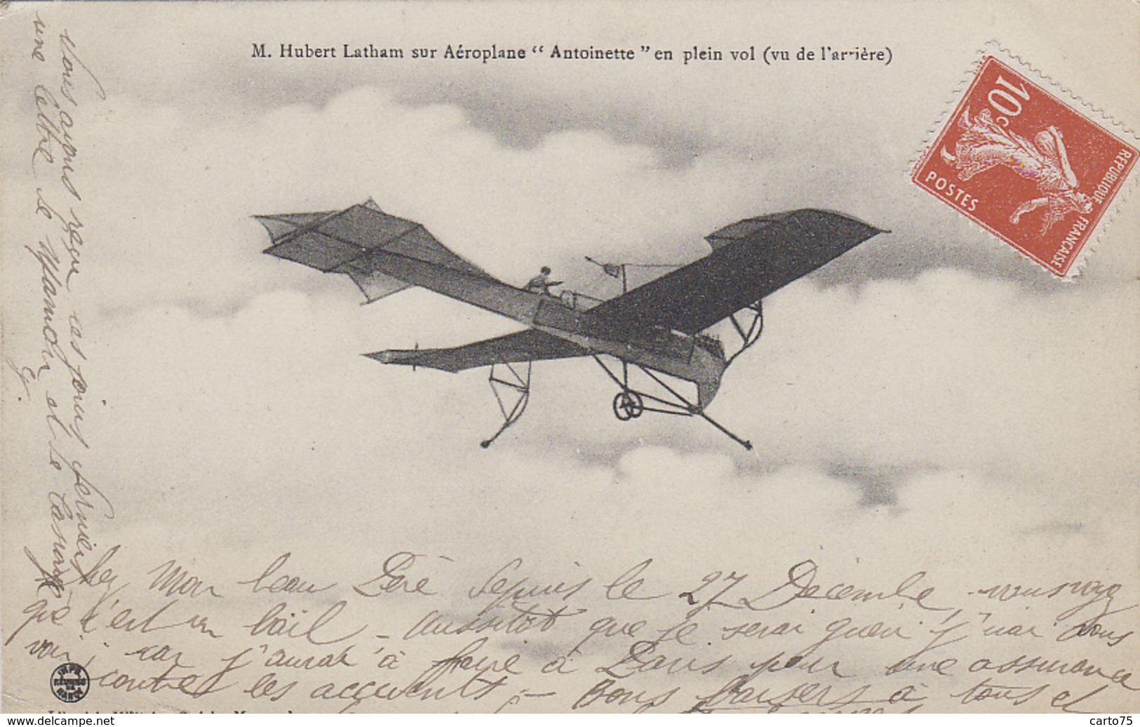 Aviation - Aviateur Hubert Latham Sur Aéroplane "Antoinette" - 1910 - Airmen, Fliers