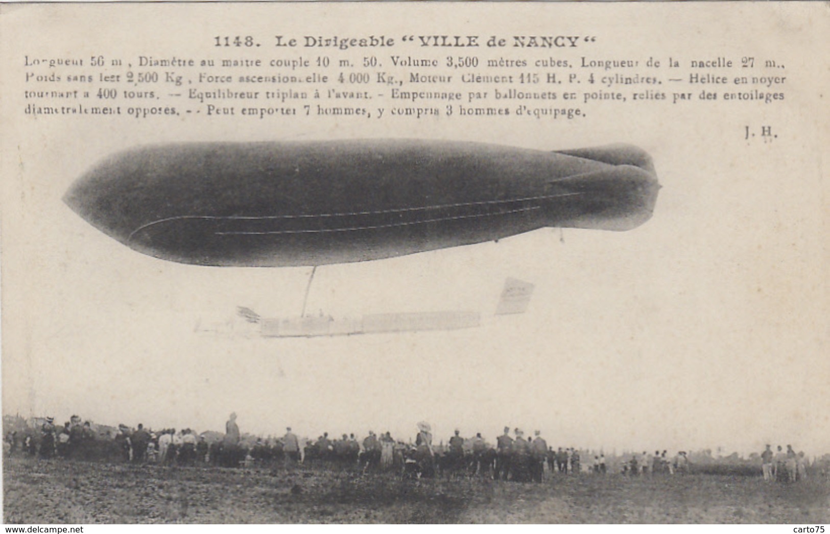 Aviation - Dirigeable "Ville De Nancy" - 1909 - Edition J. H. 1148 - Dirigeables