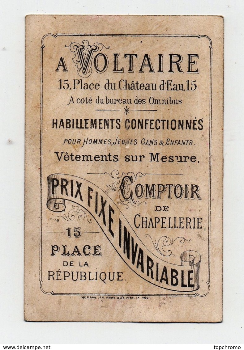 CHROMO A Voltaire Place Du Château D'eau Paris Vêtements Chapellerie Laas Fille Fée Coquille Saint Jacques Si C'était - Andere & Zonder Classificatie