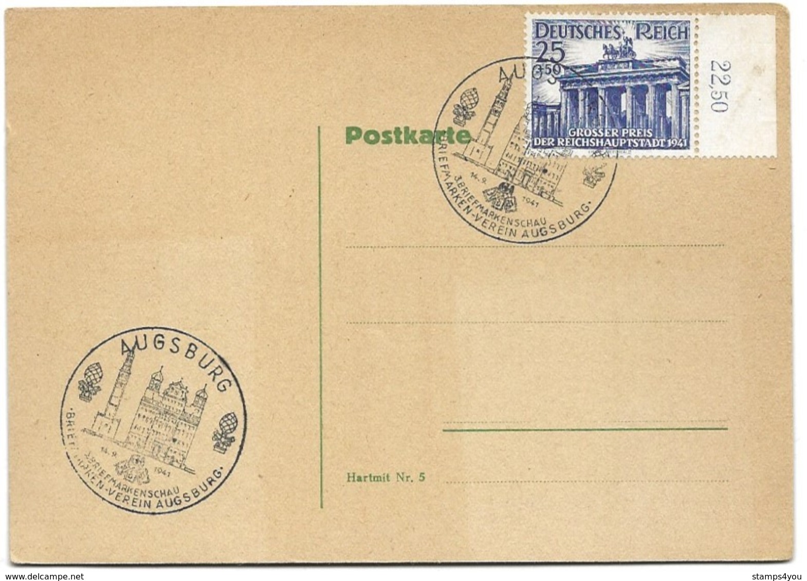 150 - 44 - Carte Avec Oblit Spéciale D'Augsburg 1941 - Briefe U. Dokumente