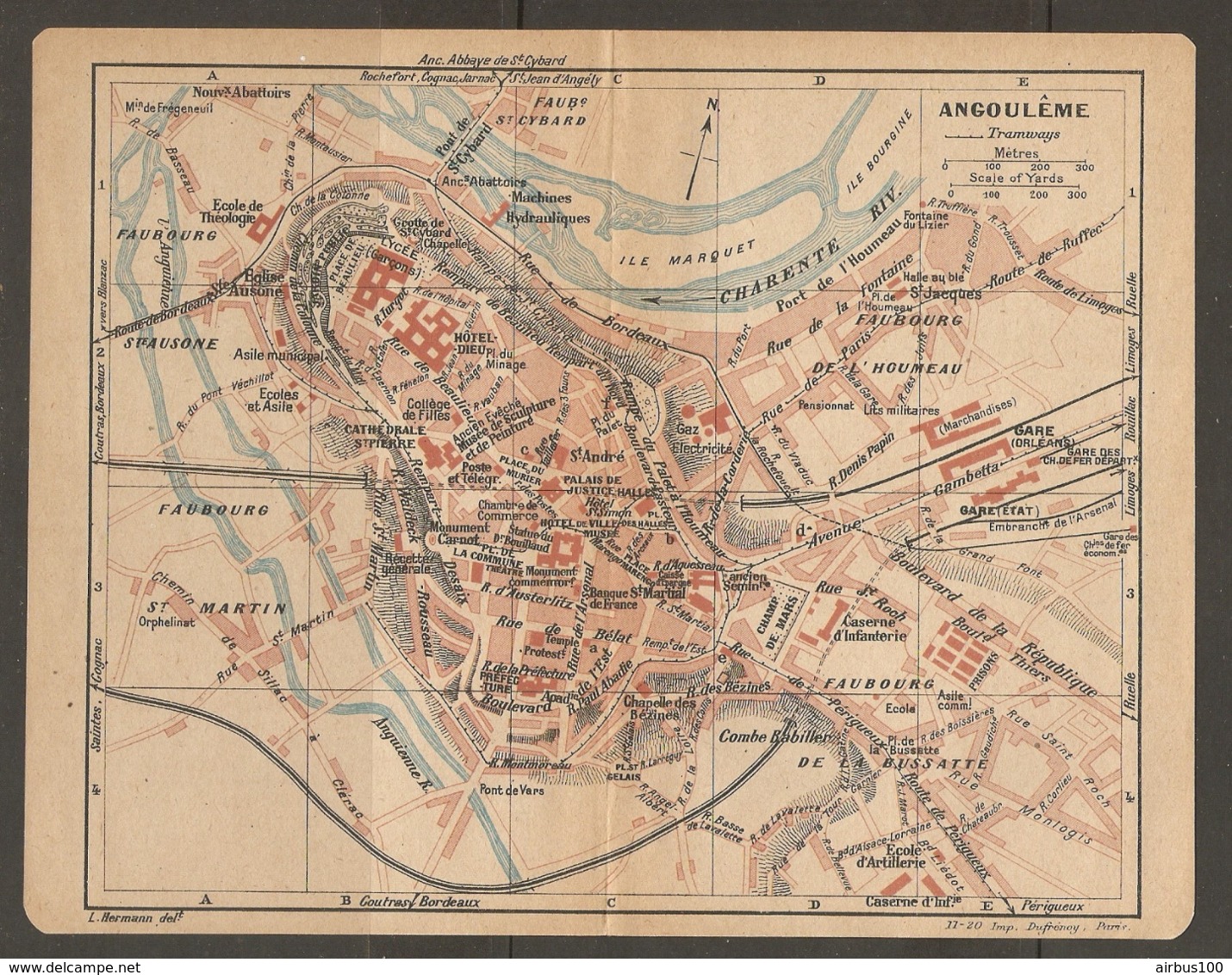 CARTE PLAN 1920 - ANGOULEME GARE D'ETAT MACHINES HYDRAULIQUES ECOLE DE THEOLOGIE GAZ ELECTRICITE - Topographical Maps