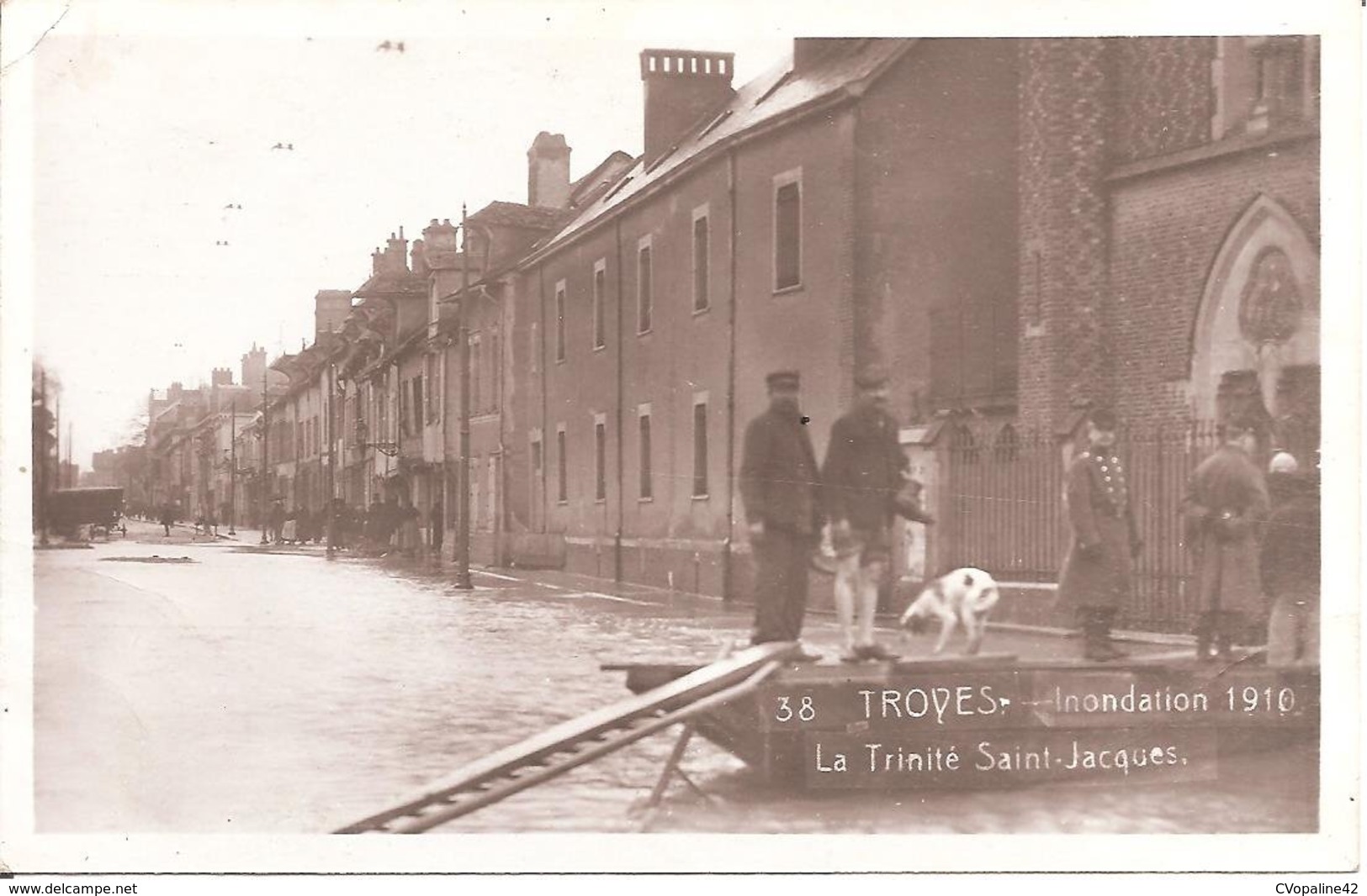 TROYES (10) Inondation 1910 - La Trinité Saint-Jacques  (Superbe Carte Photo) - Troyes