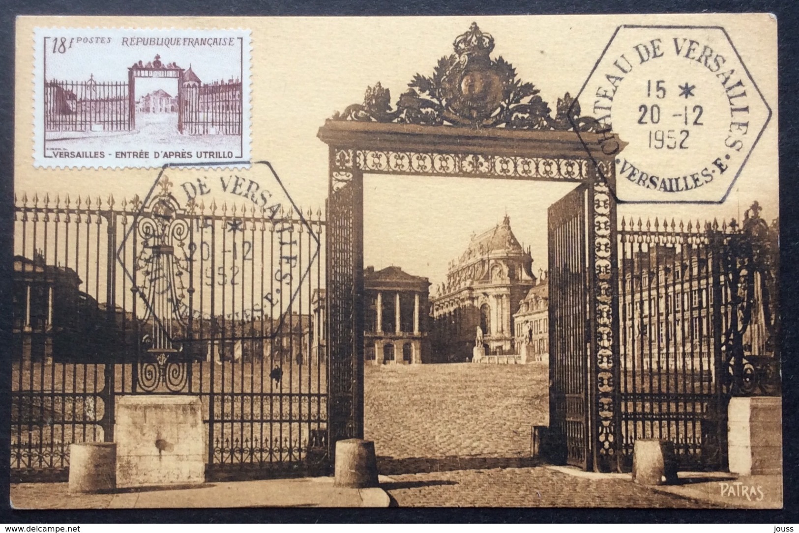 CM363 Carte Maximum 939 Versailles Utrillo Château Versailles Hexagonal 20/12/1952 - 1950-1959