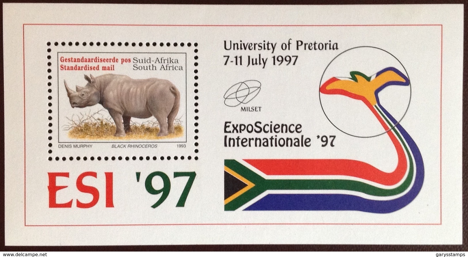 South Africa 1997 Expo Rhinoceros Minisheet MNH - Rhinozerosse