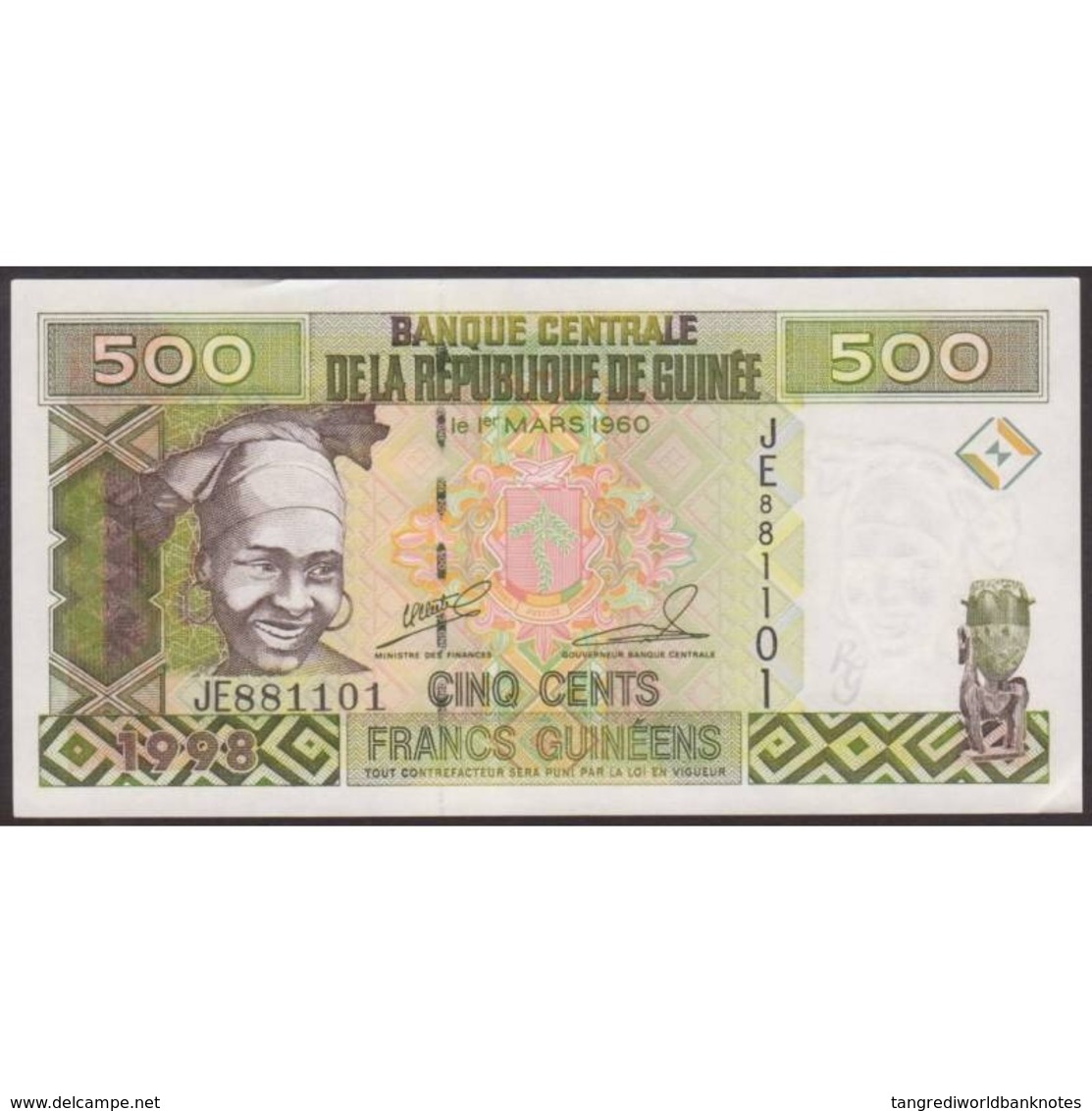 TWN - GUINEA 36b - 500 Francs 1998 Prefix JE UNC - Guinee