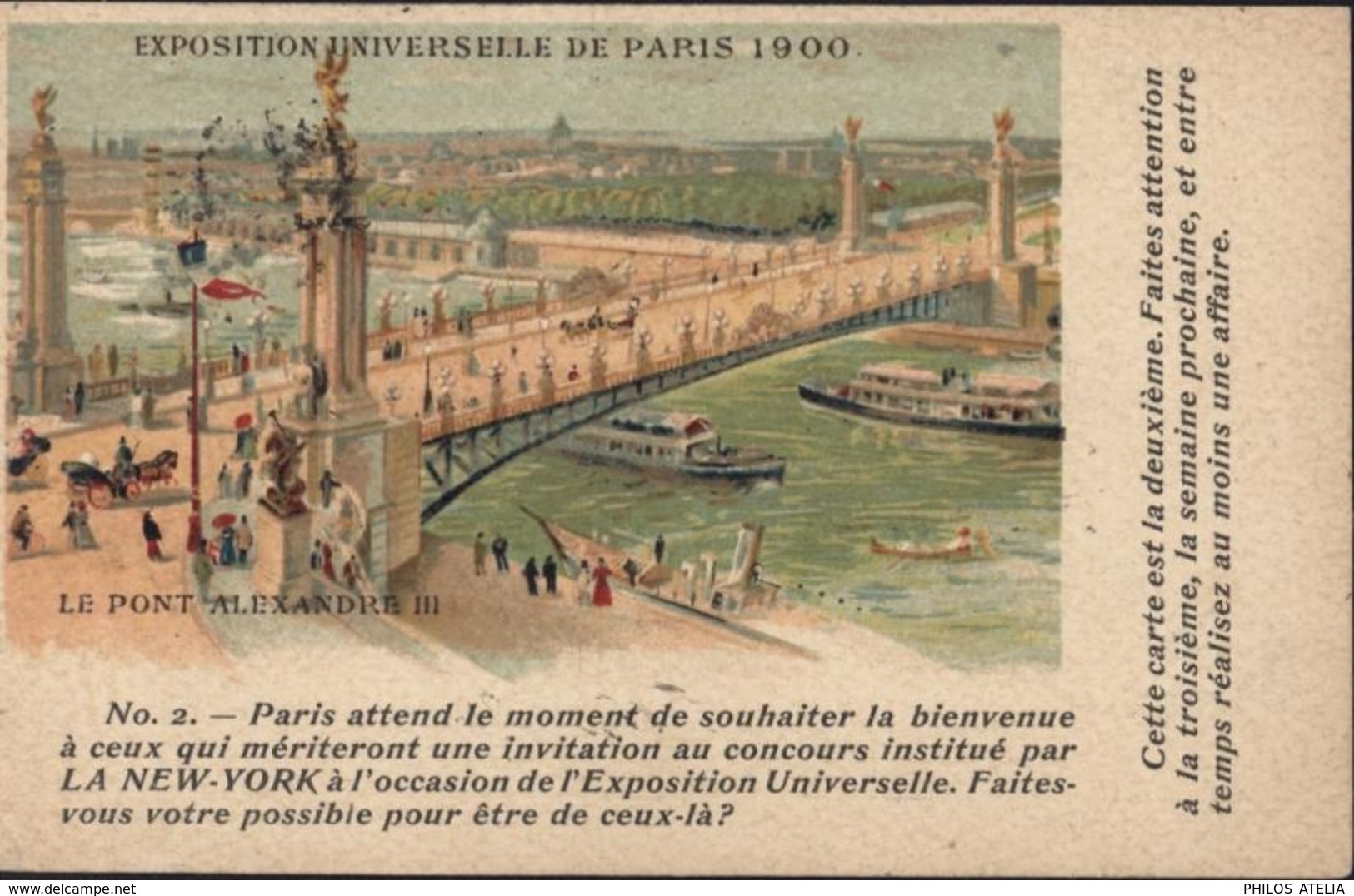 CPA Précurseur Exposition Universelle De Paris 1900 Pont Alexandre III Carte Concours La New-York Voyagée 1900 - Esposizioni