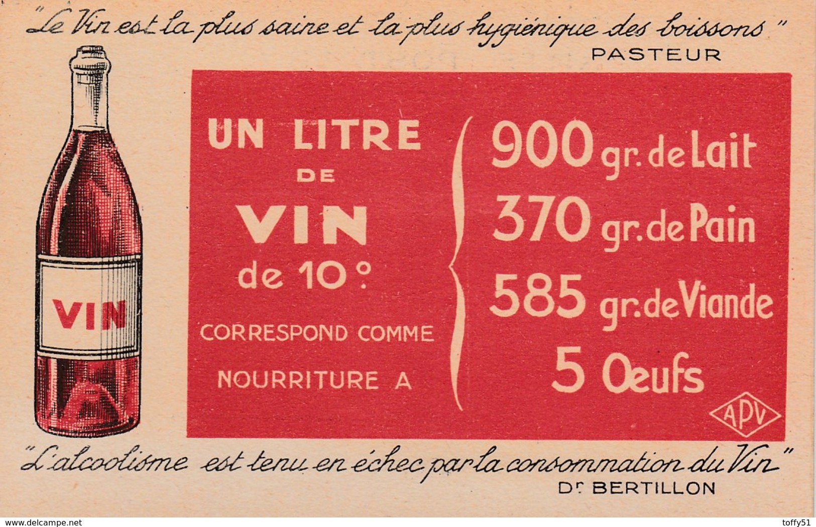 CPA:PUBLICITAIRE LE VIN EST LA PLUS SAINE ET LA PLUS HYGIÉNIQUE DES BOISSONS "PASTEUR" Dr BERTILLON LITRE DE VIN - Publicité