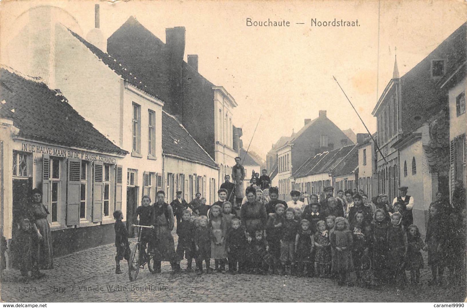 Assenede  Boekhoute Bouchaute  Noordstraat Kinderen  Estaminet  In De Halve Maan Bij W. Buysse Buwsse Groepsfoto  L 1420 - Assenede