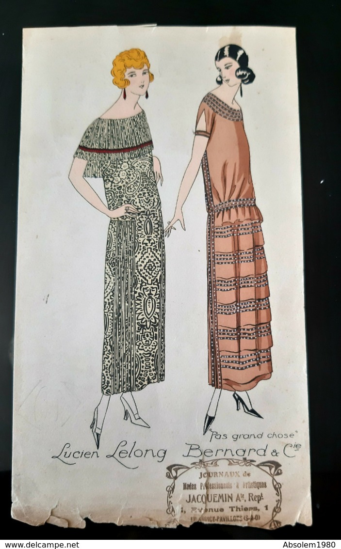 HAUTE COUTURE LUCIEN LELONG Et BERNARD ET CIE  LITHOGRAPHIE ART DECO 1920 ROBE FEMME MODE MODA DRESS WOMAN LITHOGRAPH - Programmes