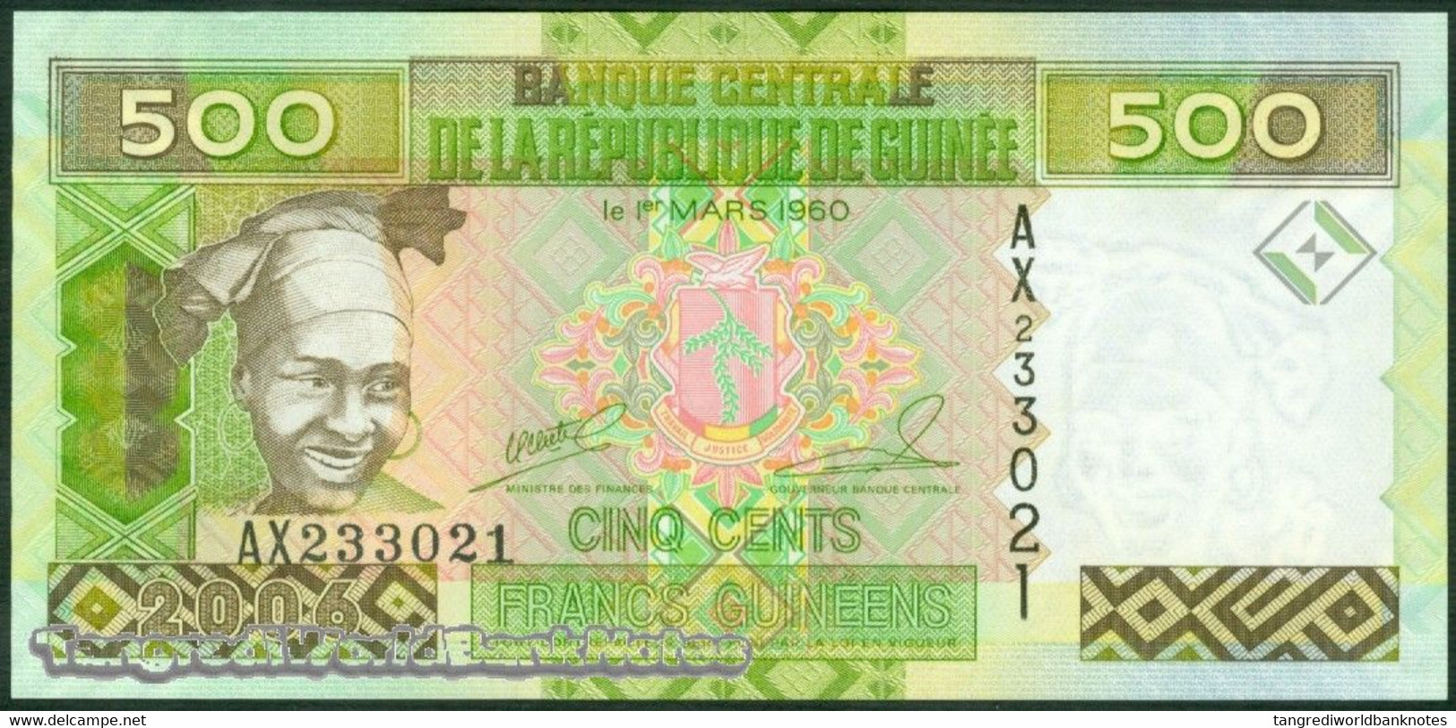 TWN - GUINEA 39a - 500 Francs 2006 Prefix AX UNC - Guinea