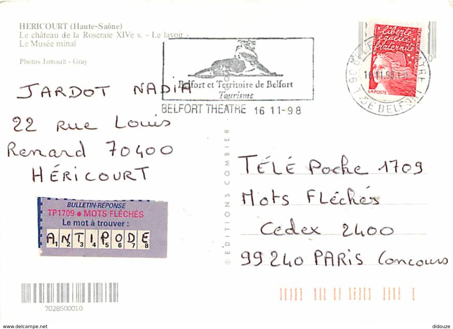 70 - Héricourt - La Roseraie - Multivues - Fleurs - Flamme Postale De Belfort - Voir Scans Recto-Verso - Other & Unclassified