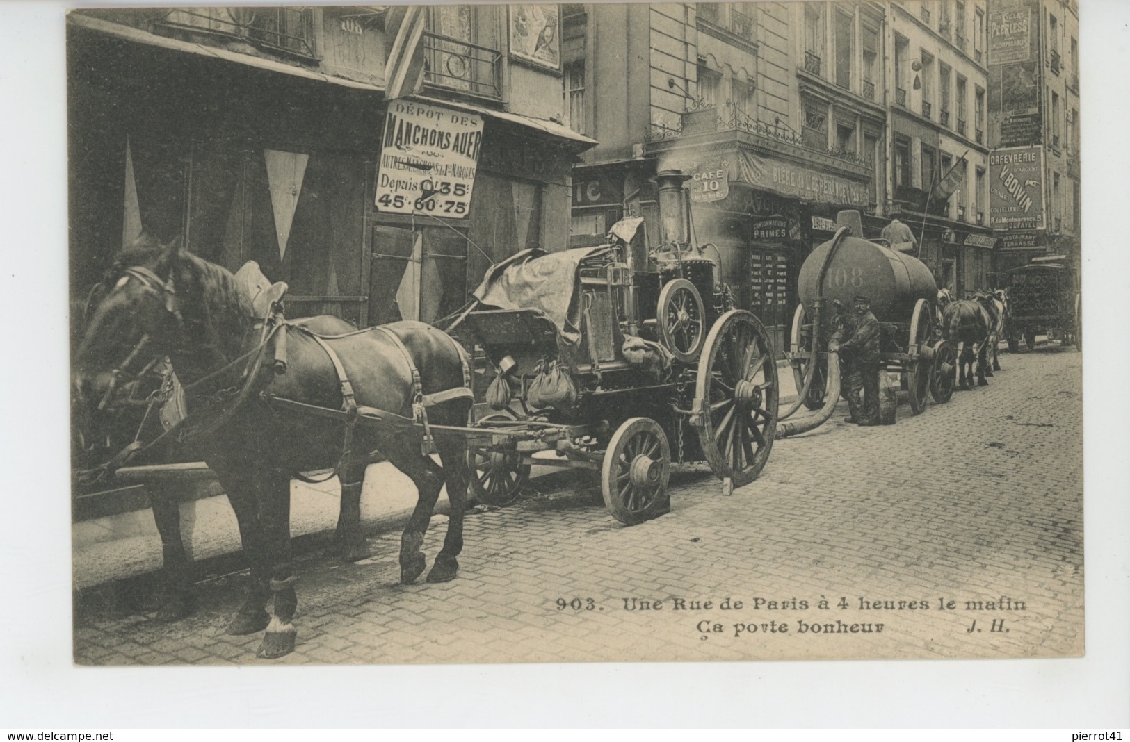 PARIS - METIERS - Une Rue à Paris à 4 Heures Du Matin - Ça Porte Bonheur - Edit. J.H. N° 903 - Petits Métiers à Paris