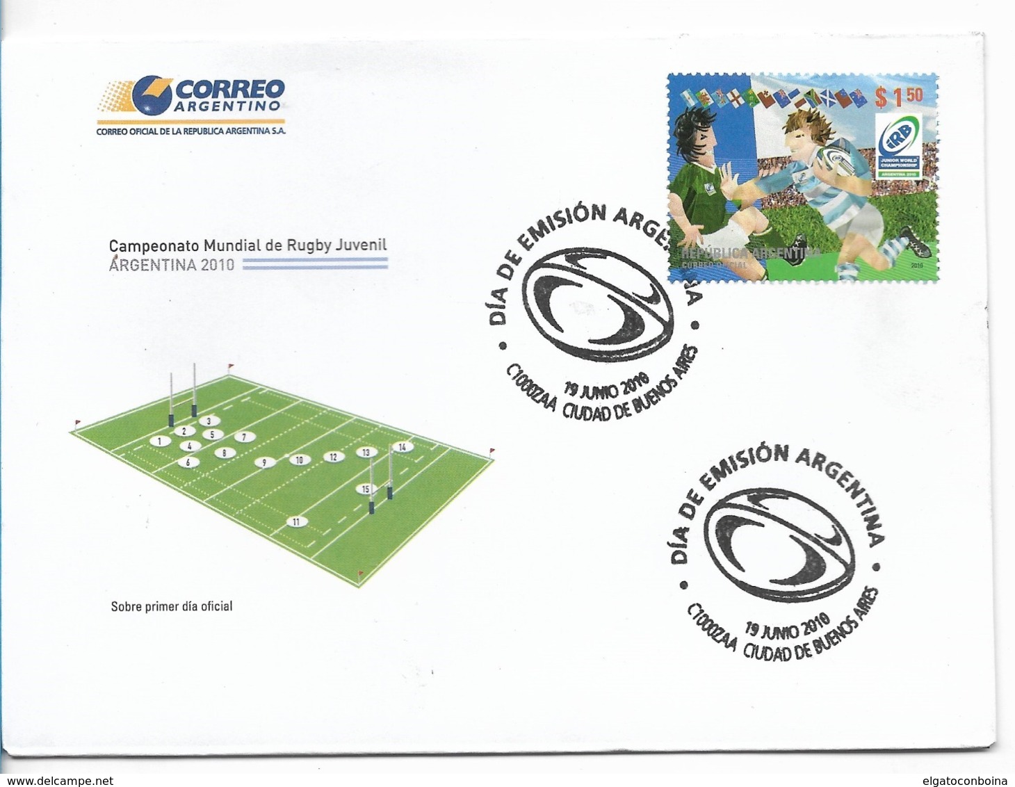 ARGENTINA 2010 RUGBY YOUTH WORLD CHAMPIONSHIP FIRST DAY COVER - Colecciones & Series