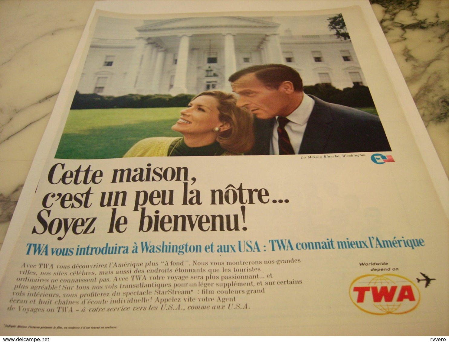 ANCIENNE PUBLICITE MAISON BLANCHE ET TWA USA 1966 - Advertisements