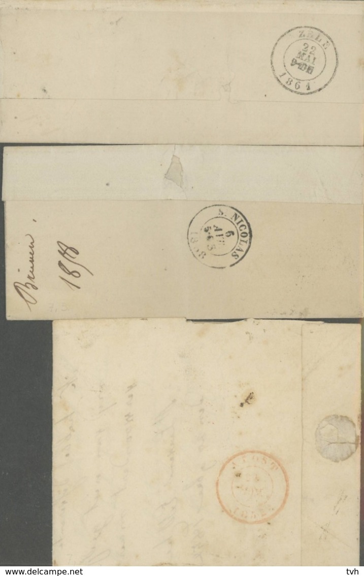 3 Briefjes Tussen 1858 En 1862 , 2 Met Postbus Letter En 1 CC - 1849-1865 Medallones (Otros)