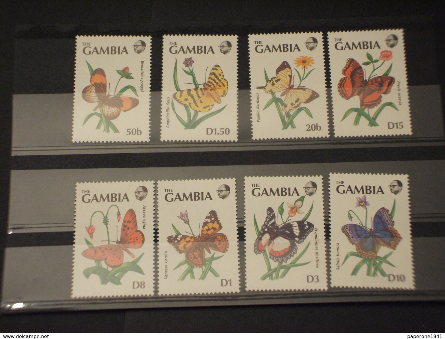 GAMBIA - 1991 FARFALLE/FIORI 4 + 4  VALORI - NUOVI(++) - Gambia (1965-...)