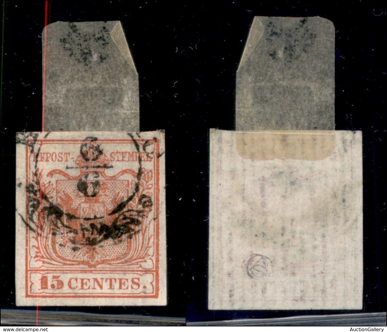 ANTICHI STATI ITALIANI - LOMBARDO VENETO - 1850 - 15 Cent (3) Usato - Filigrana E Linee Verticali - Autres & Non Classés