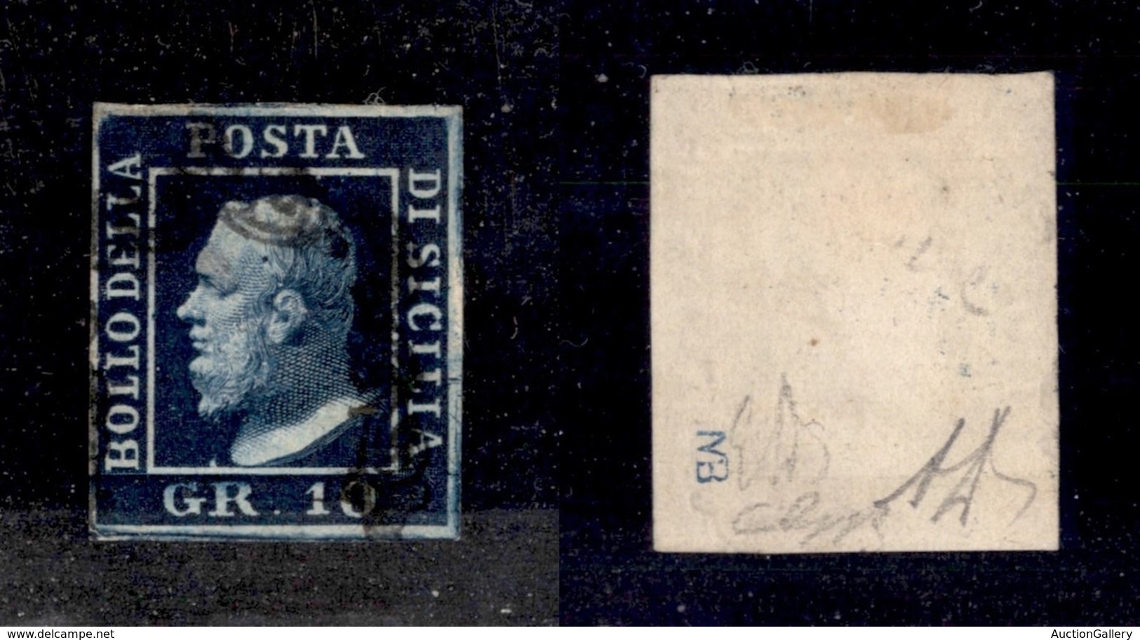 ANTICHI STATI ITALIANI - SICILIA - 1859 - 10 Grana (12b) Usato -  G.Bolaffi + Diena (900) - Other & Unclassified