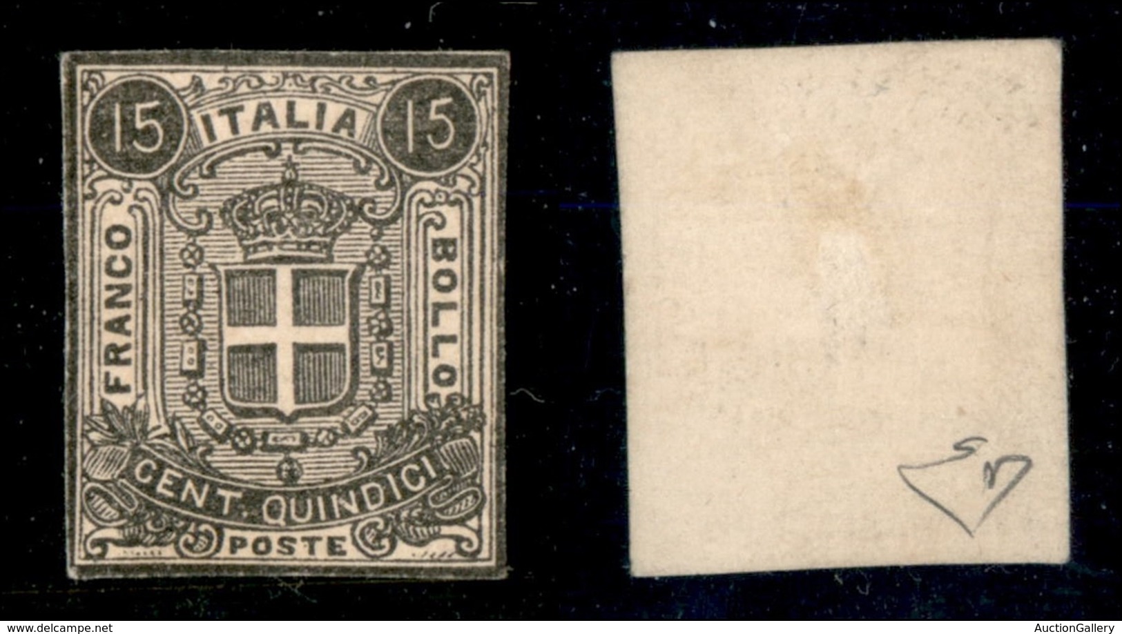 REGNO - Saggi - 1862 - 15 Cent Sparre - Nero Su Carta Bianca - Senza Gomma - Diena - Autres & Non Classés