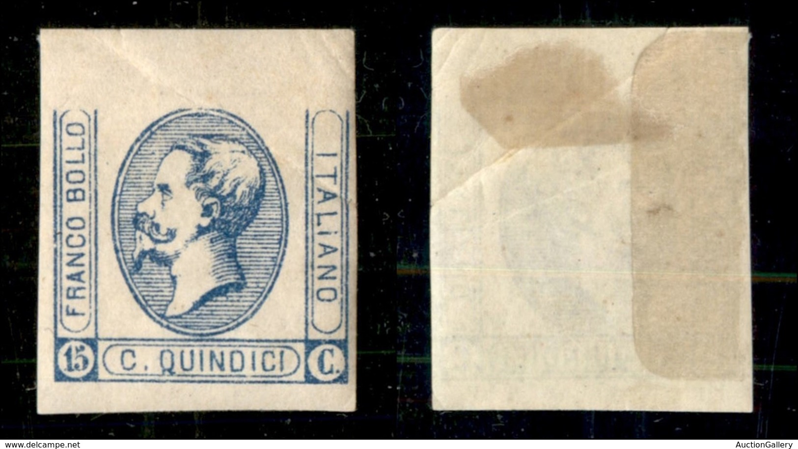 REGNO - 1863 - 15 Cent (12f) Senza Tassello Superiore - Gomma Originale - Forte Piega Diagonale In Alto (22.000) - Autres & Non Classés