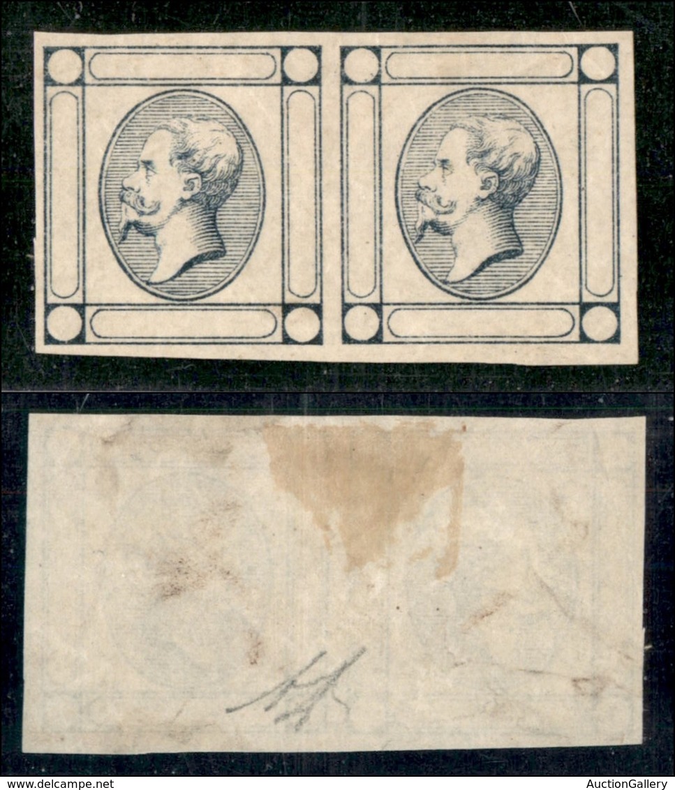 REGNO - Saggi - 1863 - 15 Cent Litografico (V Tipo - Bolaffi 7n Varietà) - Grigio Verdastro In Coppia - Senza Gomma - Autres & Non Classés