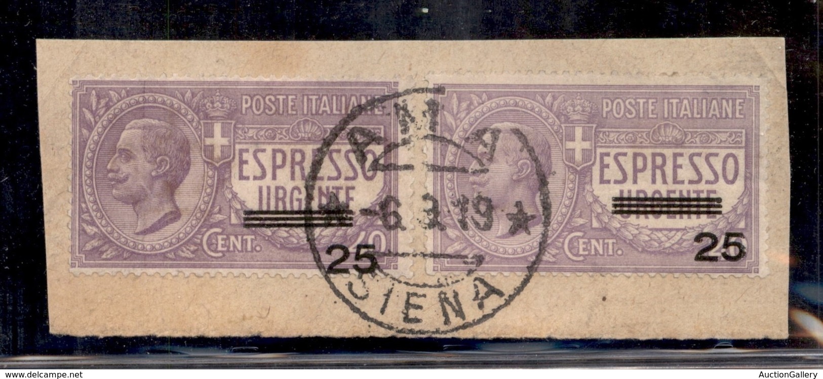 REGNO - Espressi - 1908 - Due 25 Su 40 Cent (3) Su Frammento - Ama 6.8.19 - Autres & Non Classés