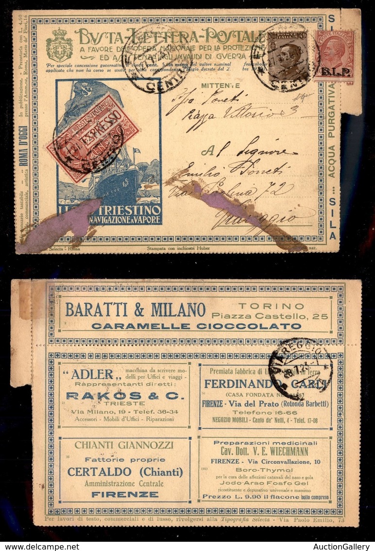 REGNO - B.L.P - 10 Cent (13) + Complementari (84 - 7 Espressi) - Busta Speciale (42 Nazionale) Da Firenze A Viareggio De - Other & Unclassified