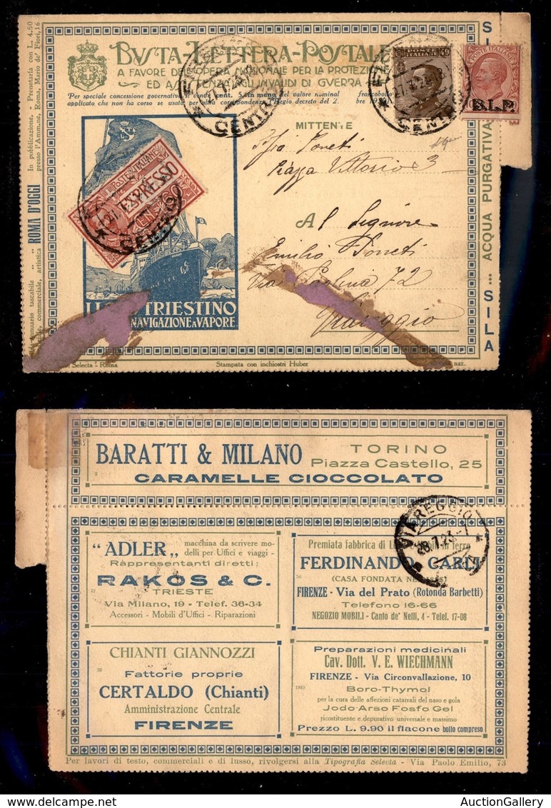 REGNO - B.L.P - 10 Cent (13) + Complementari (84 - 7 Espressi) - Busta Speciale (42 Nazionale) Da Firenze A Viareggio De - Otros & Sin Clasificación