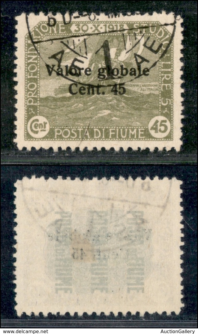 OCCUPAZIONI I GUERRA MONDIALE - FIUME - 1920 - 45 Cent Valore Globale (112) - Usato (600) - Autres & Non Classés