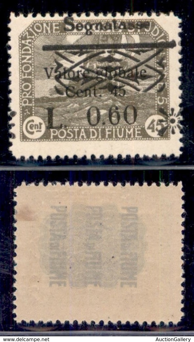 OCCUPAZIONI I GUERRA MONDIALE - FIUME - 1921 - 60 Cent Su 45 (23 Varietà U) Con Soprastampa Obliqua - Gomma Originale -  - Other & Unclassified