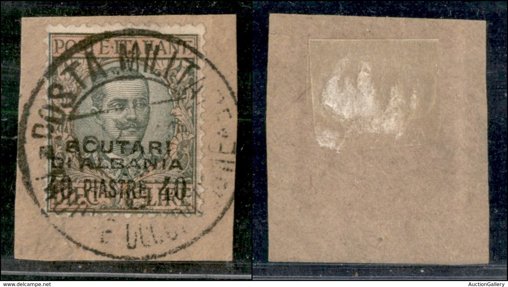 UFFICI POSTALI ALL'ESTERO - Scutari D'Albania - 1911 - 40 Piastre Su 10 Lire (8) Usato Su Frammento (220+) - Other & Unclassified