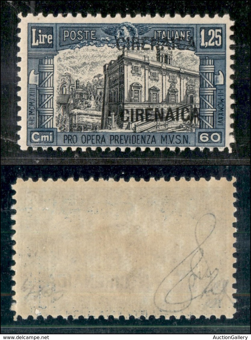 COLONIE - CIRENAICA - 1927 - 1,25 Lire Milizia (40a) Con Doppia Soprastampa - Gomma Integra - Cert. Colla (4.800) - Autres & Non Classés