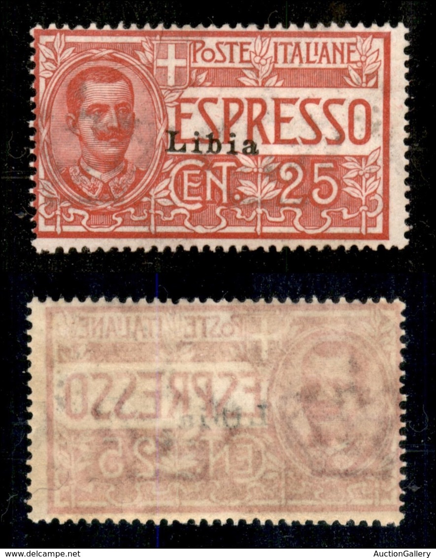 COLONIE - LIBIA - Espressi - 1915 - 25 Cent (1 Varietà) Con Soprastampa Al Centro - Gomma Originale - Non Catalogato - Other & Unclassified