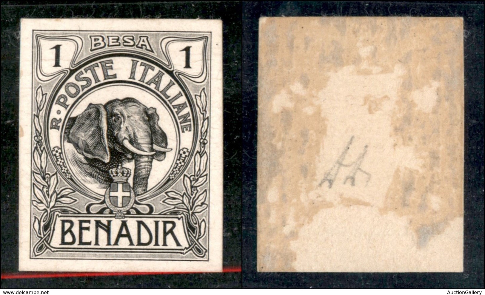 COLONIE - SOMALIA - 1903 - Prova Di Conio - 1 Besa (1) - Stampa In Nero Su Cartoncino Gessato - Gomma Parziale - Diena - Other & Unclassified