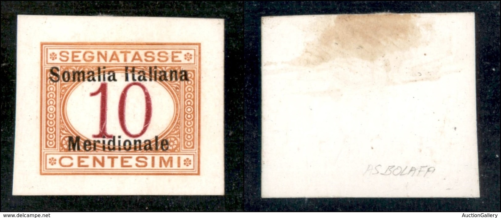 COLONIE - SOMALIA - Segnatasse - 1906 - Prova Di Lusso - 10 Cent (2) - Cartoncino Gessato - Sempre Senza Gomma - Other & Unclassified
