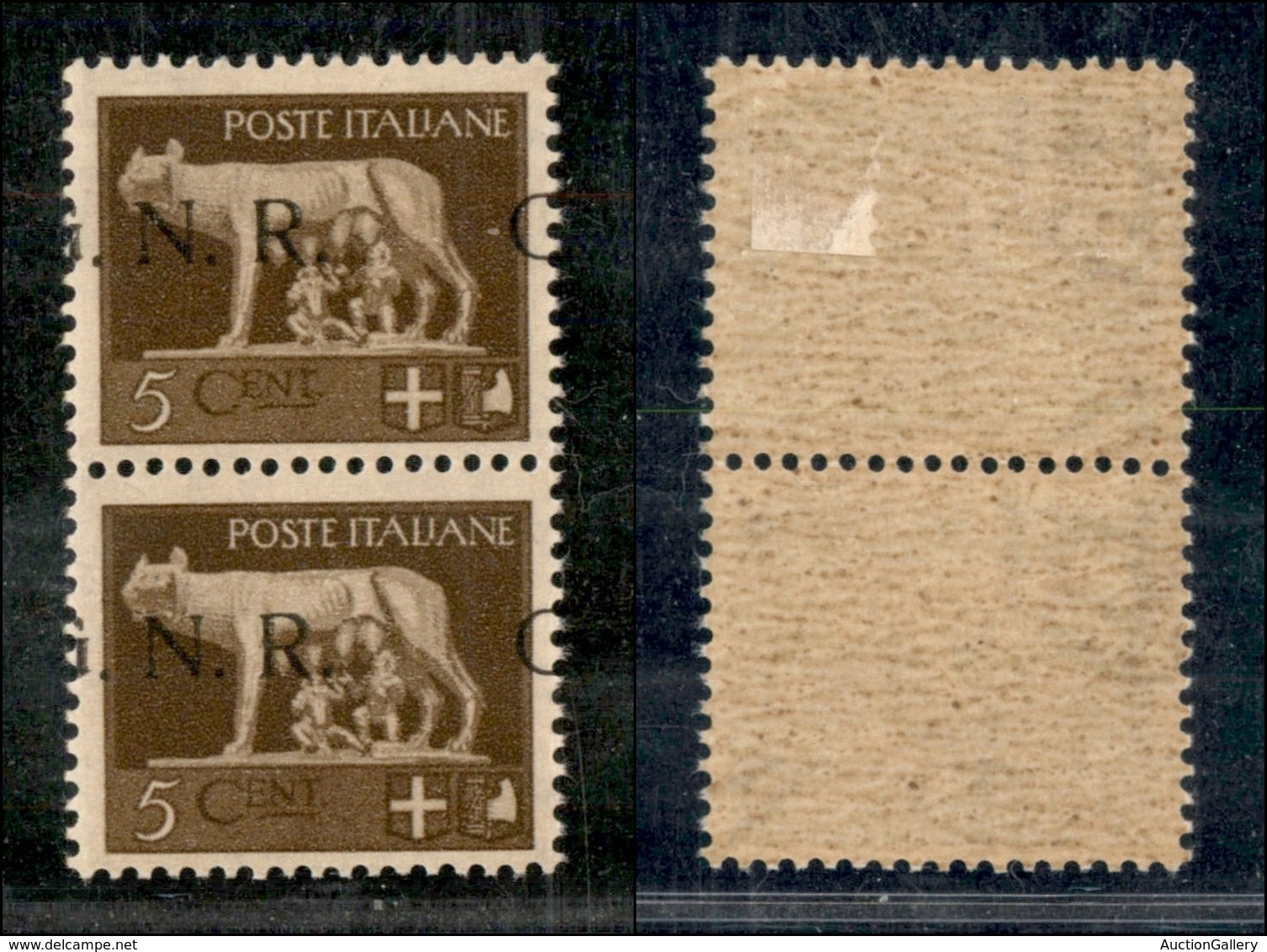 RSI - G.N.R. Brescia - 1943 - Brescia - 5 Cent (470/Ifc) - G A Cavallo - Coppia Verticale  - Gomma Integra In Basso - Other & Unclassified