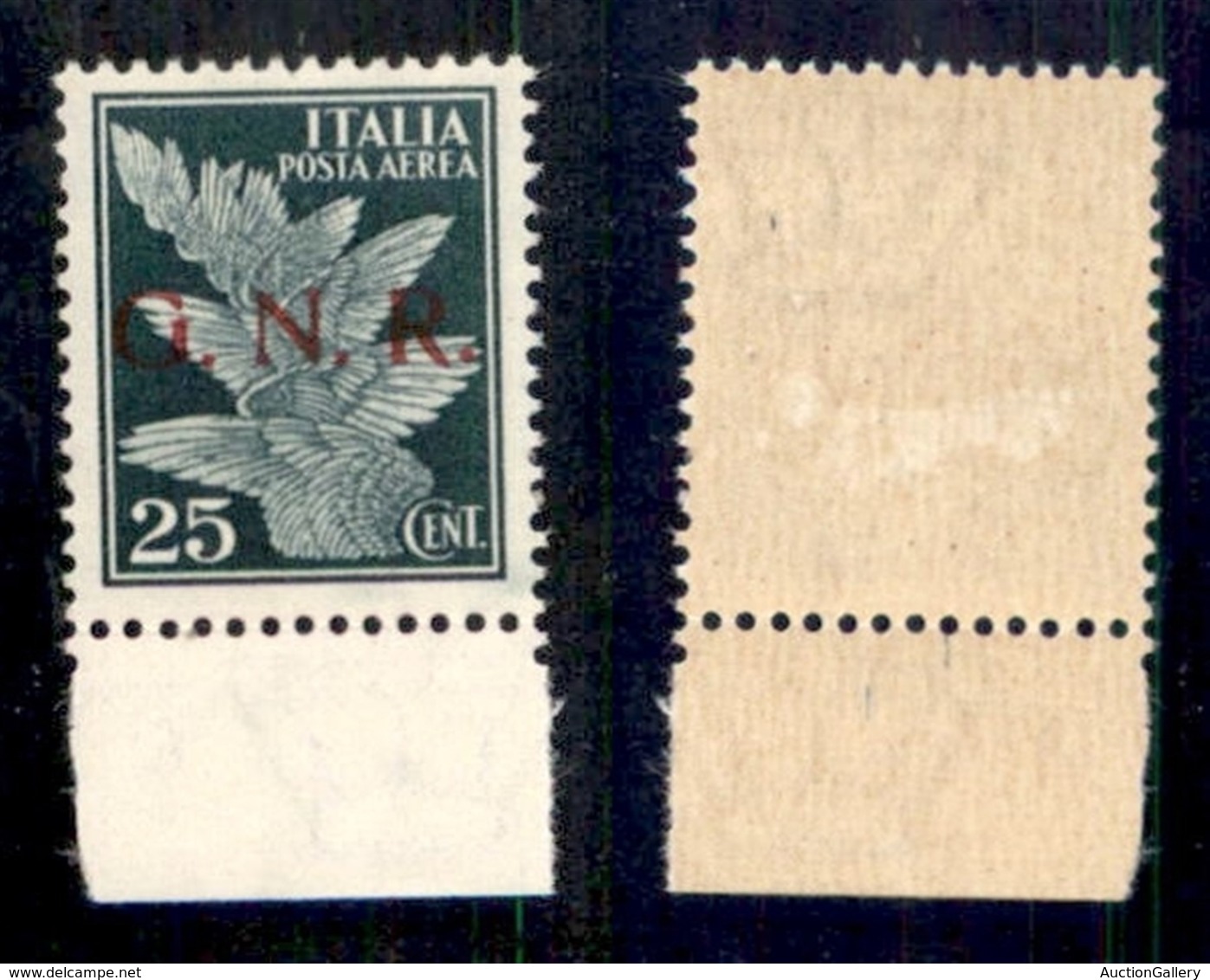 RSI - G.N.R. Brescia - Posta Aerea - 1943 - 25 Cent (117/Iiab) Con Punto Grosso Dopo R (pos. 99) - Gomma Integra (con Fa - Otros & Sin Clasificación